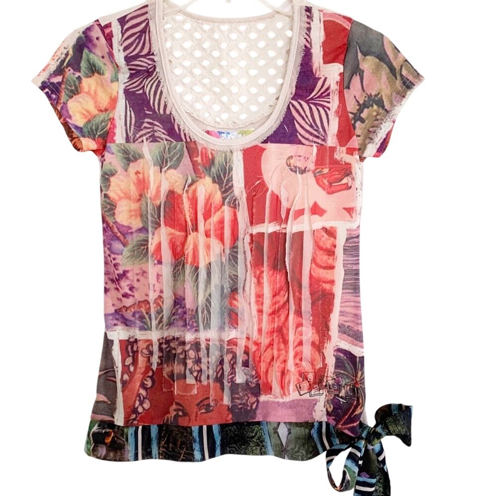 Desigual Viatri Floral Printed Multicolor Tee X Small